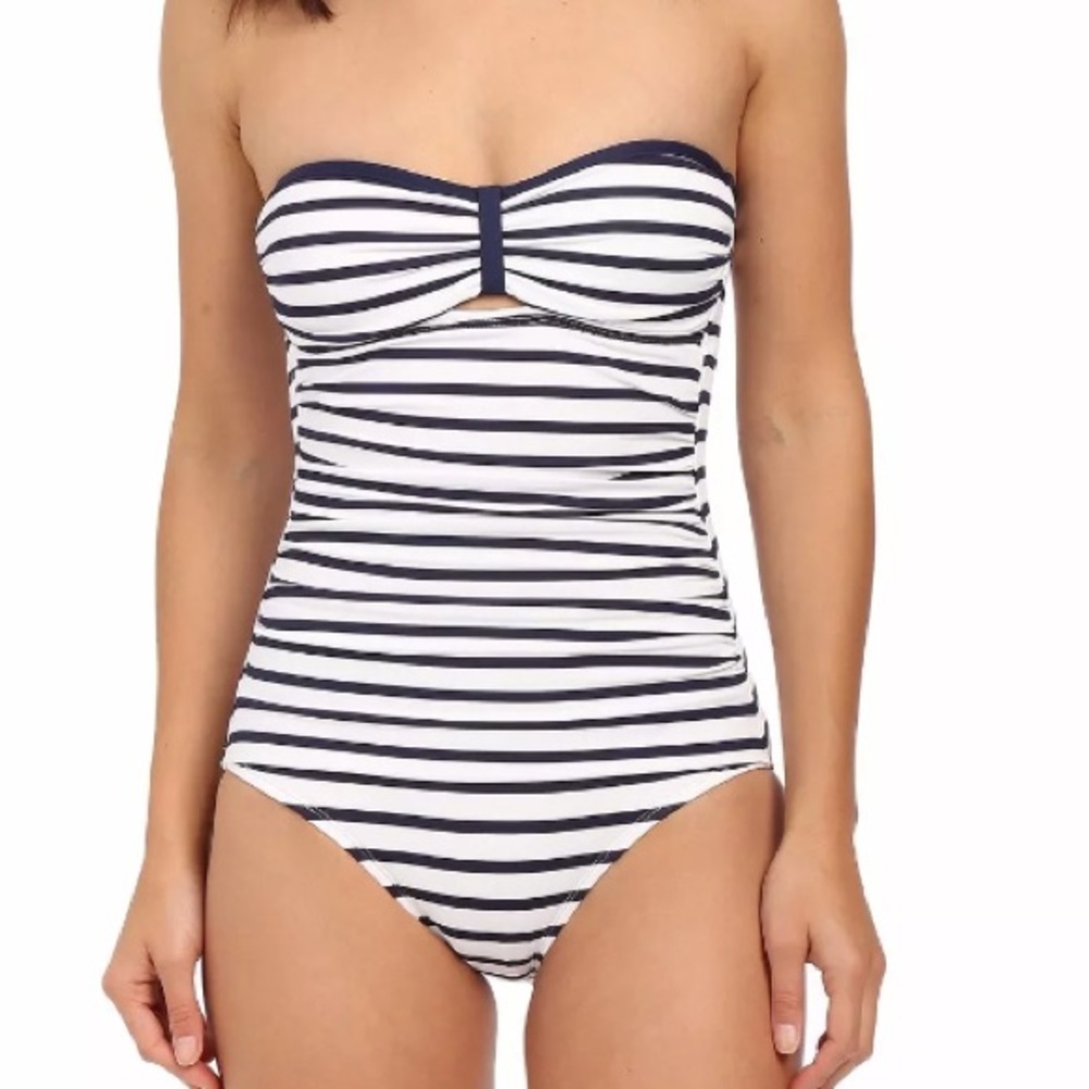 Tommy Bahama Stripe White Blue One Piece Swimsuit
